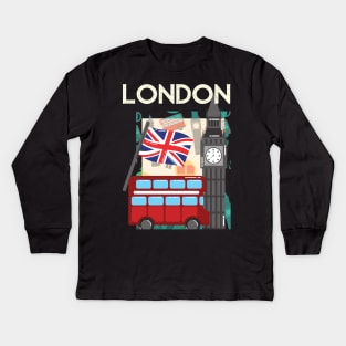 I Love London UK Travel more Wanderlust love Explore the city travel London souvenir Kids Long Sleeve T-Shirt